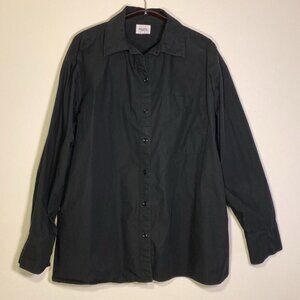 MATE the Label Poplin Organic Cotton Button Down Shirt Womens Large Jet Black